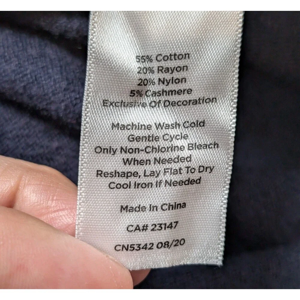Talbots Size M Knit Sweater Super Soft Holiday Tree Navy Blue Christmas Classic
